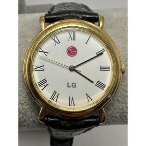 LG New Battery Analog Watch 33MM‎ 7.25" Leather Band 1995 Vintage Rare M35